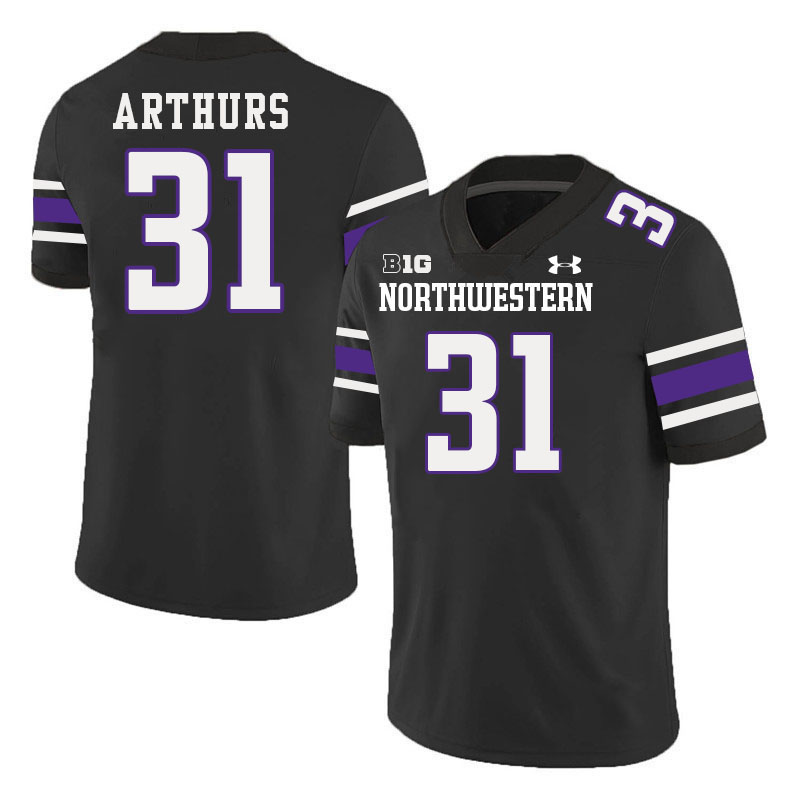 Northwestern Wildcats #31 Jake Arthurs College Football Jerseys Stitched-Black